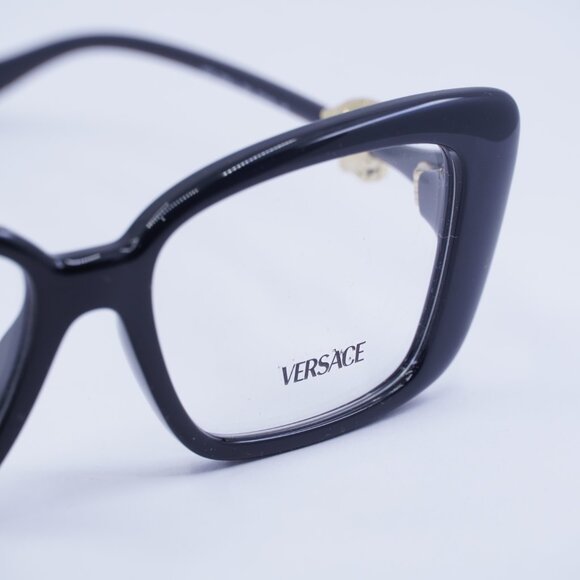 Versace VE3385U GB1 Eyeglasses Shiny Black 53mm Square Frame - Picture 5 of 11